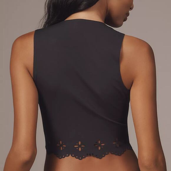 Anthropologie Seamless Laser-Cut Tank Top Black Small - Picture 2 of 9